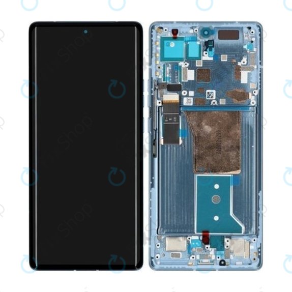 дисплей за Motorola Edge 40 Pro, Тъчскрийн и рамка, 5D68C21987, Lunar Blue, Genuine Service Pack