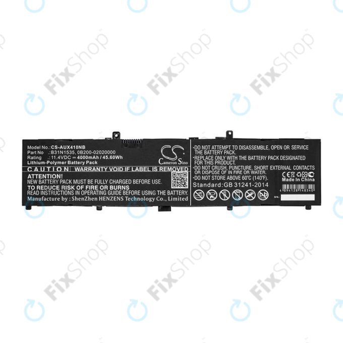 Батерия за Asus UX310, UX310UAK, UX410UQ, 4000mAh, Li-Pol, 11.4V, B31N1535, HQ
