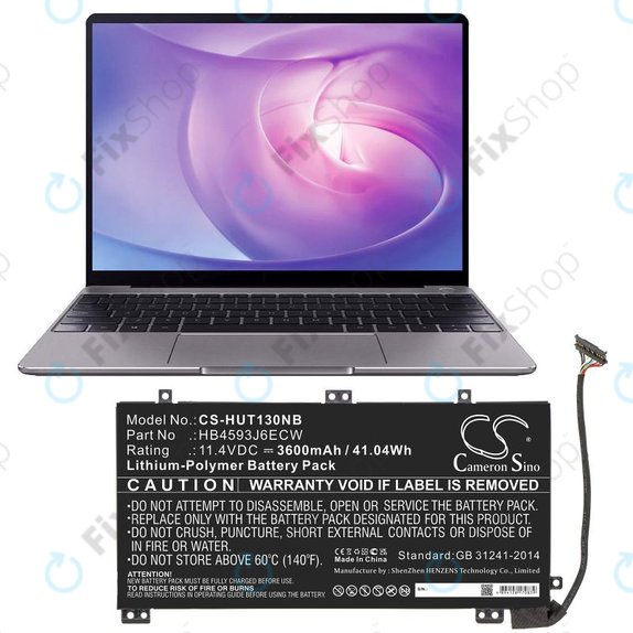 Батерия за Huawei MateBook 13, 13 i7, 3600mAh, Li-Pol, 11.4V, HB4593J6ECW, HQ