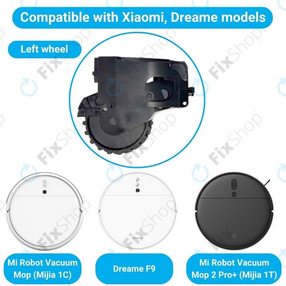 Колело с мотор ляво за Xiaomi Dreame F9, Mi Robot Vacuum Mop (Mijia 1C), 2 Pro+ (Mijia 1T), Black, Черен