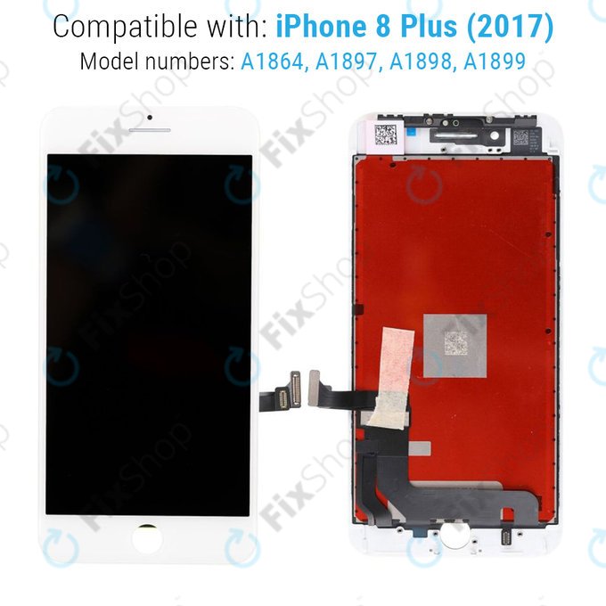 Дисплей за iPhone 8 Plus, White, Тъчскрийн с рамка