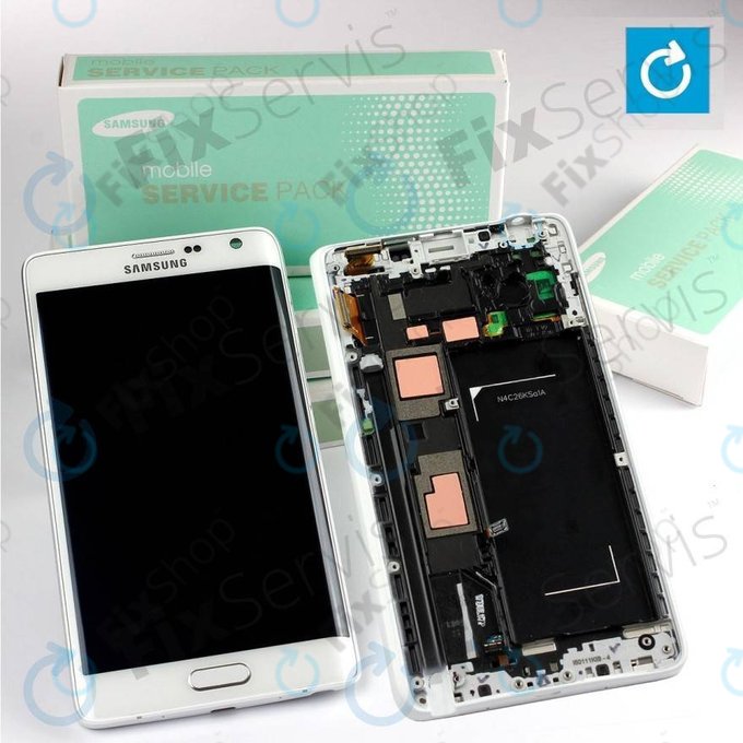 дисплей за Samsung Note Edge N915FY, Тъчскрийн и рамка, бял, White, GH97-16636B, Genuine Service Pack