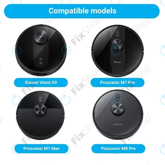 Комплект резервни части за Xiaomi Viomi S9, Proscenic M7 Pro, M7 Max, M8 Pro (1x Основна четка, 2x Филтър, 2x Странична четка, 2x Моп кърпа, 2x Торба за прах)
