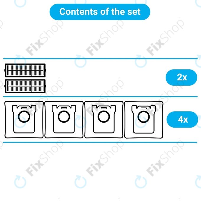 Комплект резервни части за BOSCH GAS 25 (2x Филтър, 4x Торба за прах)