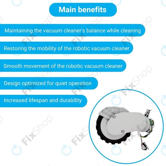 Колело с мотор дясно за Xiaomi Robot Vacuum X20, S10, Dreame X30, X20, X10 Pro, White, Бял