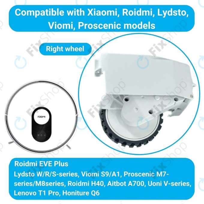 Колело с мотор за Xiaomi Viomi S9, ляв, Left, бял, White