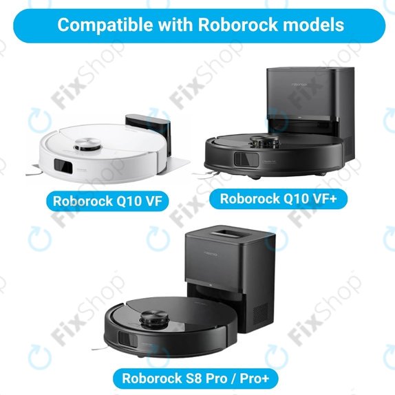Комплект резервни части за Xiaomi Roborock Q10 VF, Q10 VF+, S8 Pro, S8 Pro Plus (1x Основна четка, 2x Филтър, 2x Странична четка, 2x Моп кърпа, 2x Торба за прах)