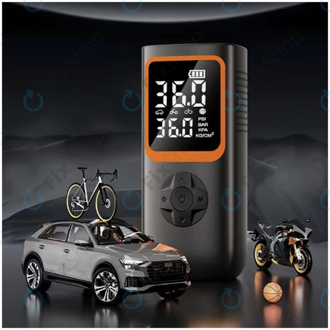 Преносим електрически въздушен компресор с аксесоари (11.1V, 2000mAh)