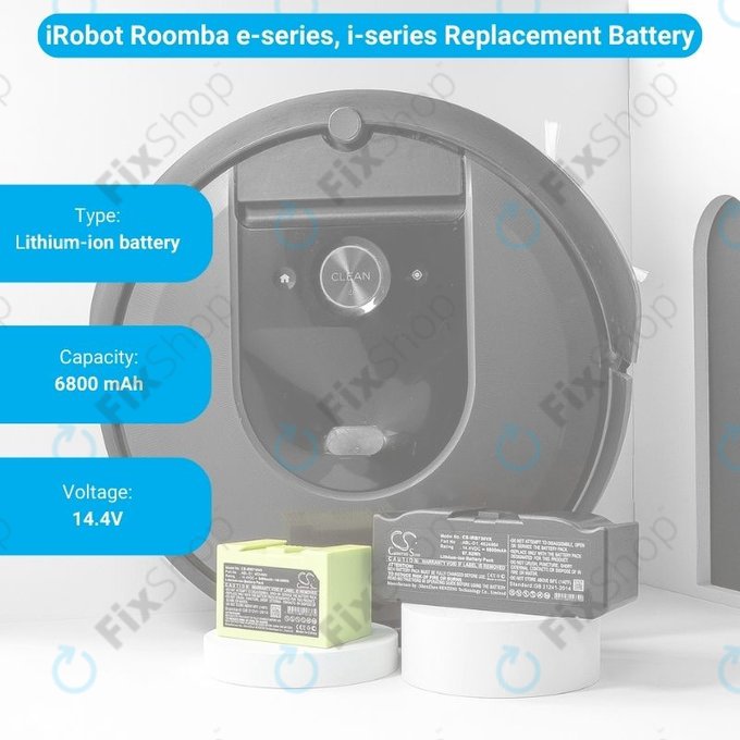 Батерия за iRobot Roomba e-series, i-series, ABL-D1, 4624864, ABL-D2, Li-Ion 14.4V 6800mAh, HQ
