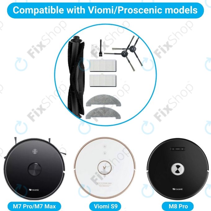 Стандартен комплект за Xiaomi Viomi S9, Lydsto R1, Proscenic M7 Pro, M8 Pro, черен, Black
