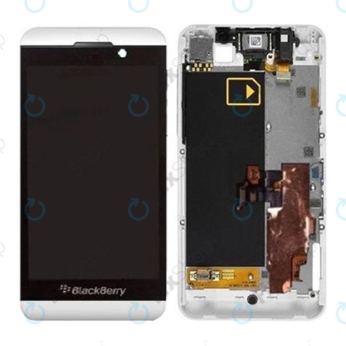 дисплей за Blackberry Z10 3G, Тъчскрийн и рамка, бял, White, TFT
