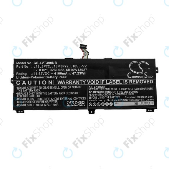 Батерия за Lenovo ThinkPad X390, Yoga X390, 4100mAh, Li-Pol, 11.52V, 02DL021, HQ