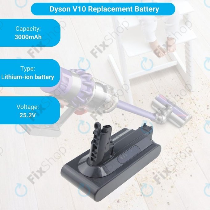 Батерия за Dyson V10, 969352-02, SV12, 206340, Li-Ion 25.2V 3000mAh, HQ