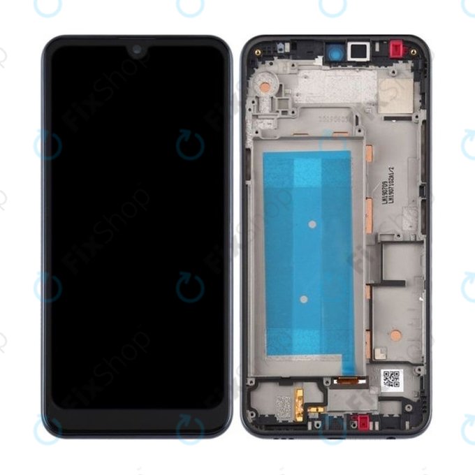 дисплей за LG Q60 X525, Тъчскрийн и рамка, син, Blue, Single Sim, TFT