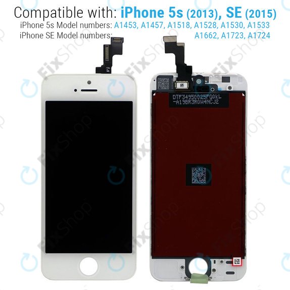 Дисплей за iPhone 5S, SE, White, Тъчскрийн с рамка