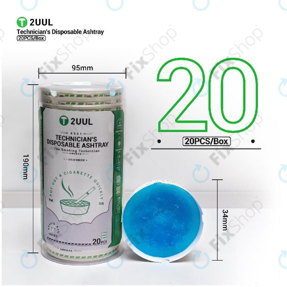 Еднократен пепелник за техници 2UUL AS01, 20 бр.