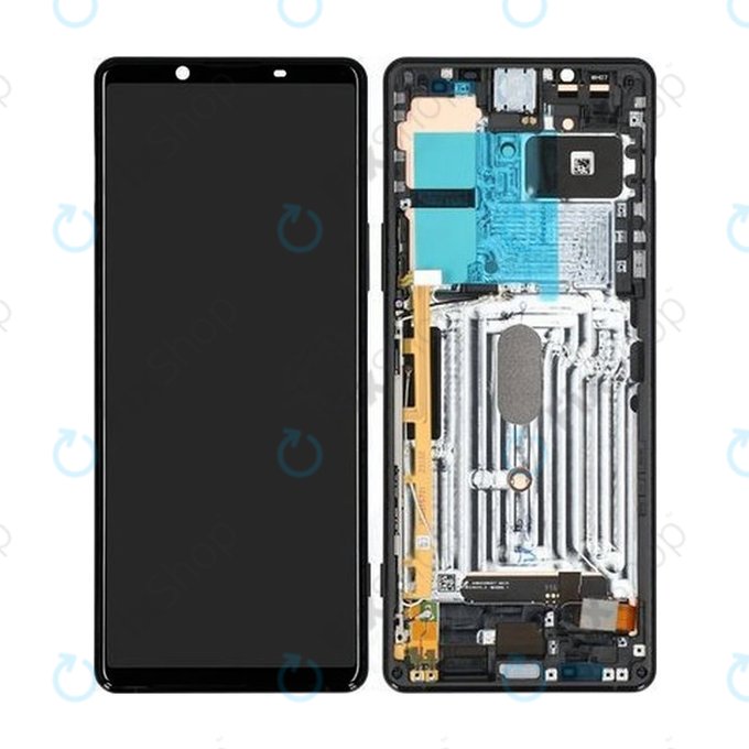 дисплей за Sony Xperia 1 II, Тъчскрийн и рамка, A5019821A, черен, Black, Genuine Service Pack