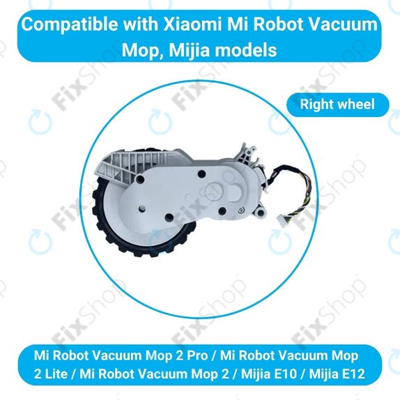 Колело с мотор дясно за Xiaomi Mijia E10, E12, Mi Robot Vacuum Mop 2 Lite, 2 Pro, White, Бял
