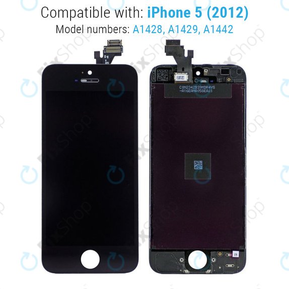 Дисплей за iPhone 5, Black, Тъчскрийн с рамка
