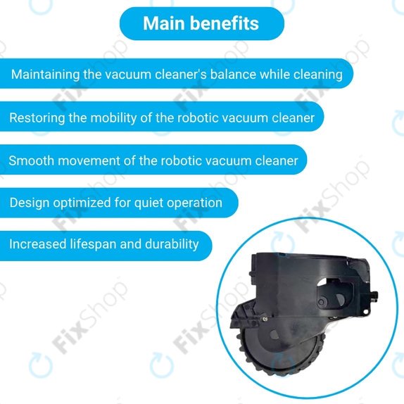 Колело с мотор ляво за Xiaomi Dreame F9, Mi Robot Vacuum Mop (Mijia 1C), 2 Pro+ (Mijia 1T), Black, Черен