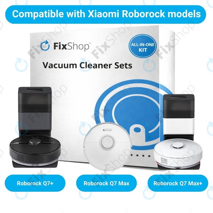 Комплект резервни части за Xiaomi Roborock Q7+, Q7 Max, Q7 Max+ (2x Основна четка, 4x Филтър, 4x Странична четка – бяла)