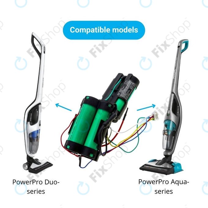 Батерия за Philips PowerPro Duo, PowerPro Aqua, 5ICR19/65, Li-Ion 18.5V 2500mAh, HQ