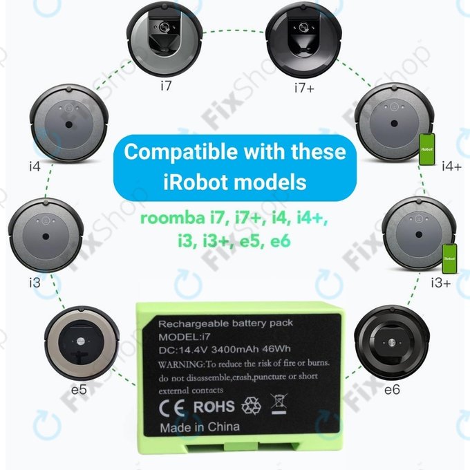 Батерия за iRobot Roomba e-series, i-series, ABL-D1, 4624864, ABL-D2, Li-Ion 14.4V 3400mAh