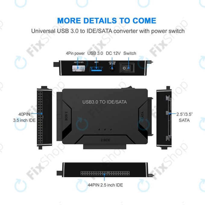 USB 3.0 към SATA / IDE адаптер за 2.5" и 3.5" HDD/SSD и оптични устройства