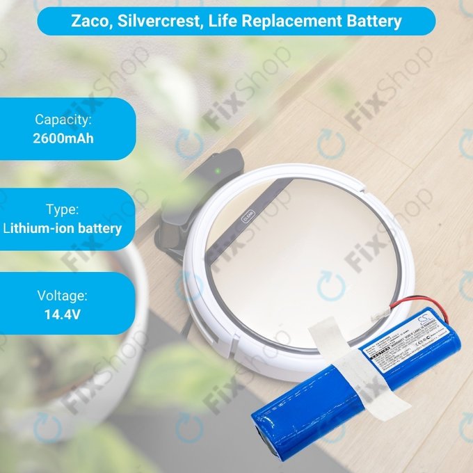 Батерия за Zaco V3, V40, V5s Pro, V5x, Silvercrest SSWR A1, SSWR B1, SSR 3000 A1, 18650B4-4S1P-AGX-2, Li-Ion 14.4V 2600mAh, HQ