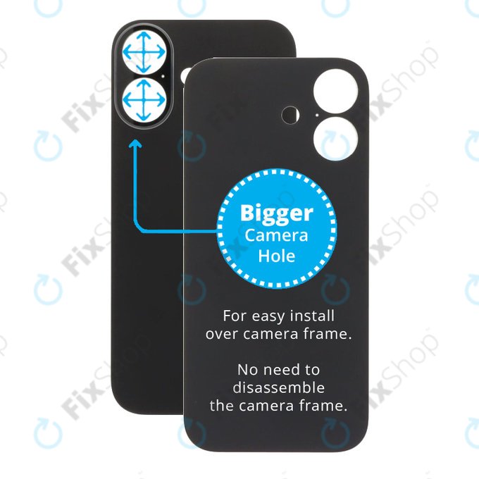 Задно стъкло на корпус с увеличен отвор за камера за iPhone 17, Black
