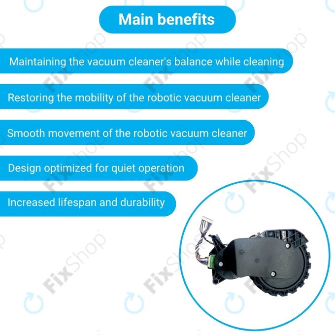 Колело с мотор ляво за Xiaomi Robot Vacuum X20, S10, Dreame X30, X20, X10 Pro, Black, Черен
