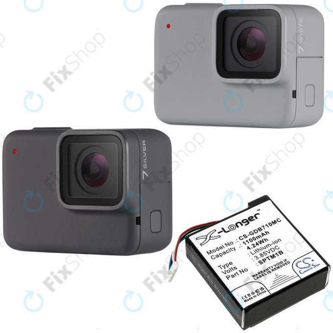 Батерия за Gopro Hero 7 Silver, White, 1100mAh, Li-Ion, 3.85V, SPTM1B, HQ