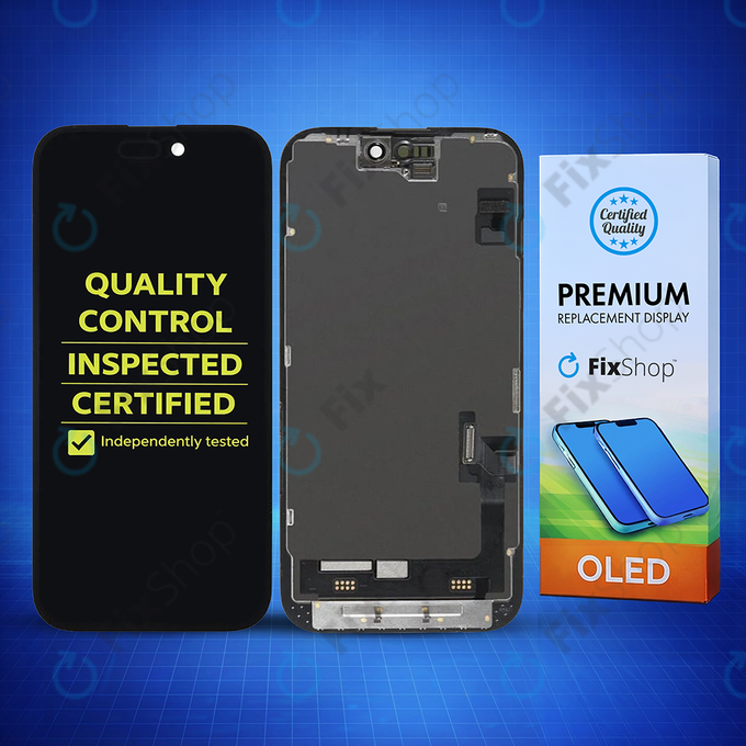 Дисплей Hard OLED за iPhone 15, Тъчскрийн с рамка, FixPremium