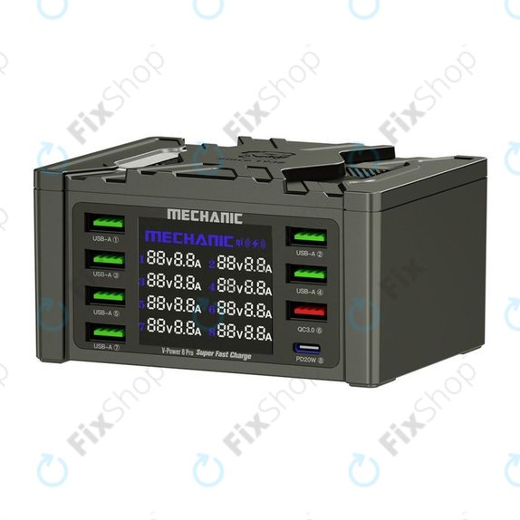 USB зарядна станция с USB-C, USB 3.0, Mechanic V-Power 8 Pro