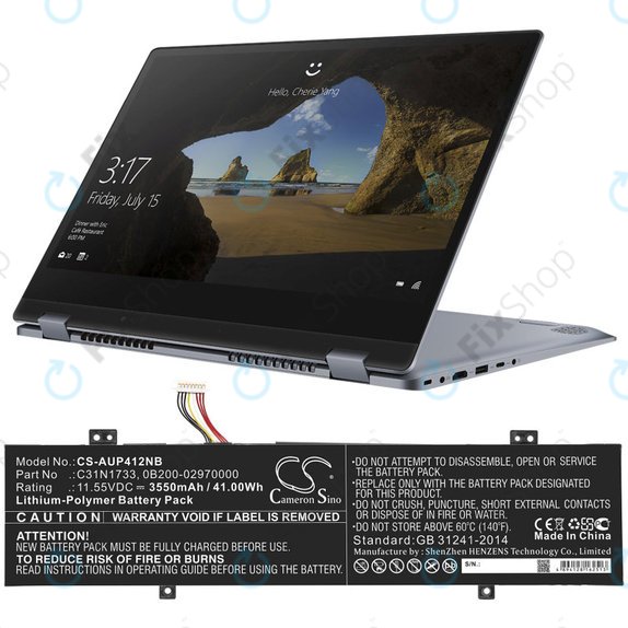 Батерия за Asus VivoBook Flip 14 Tp412fa/ua, 3550mAh, Li-Pol, 11.55V, C31N1733, HQ
