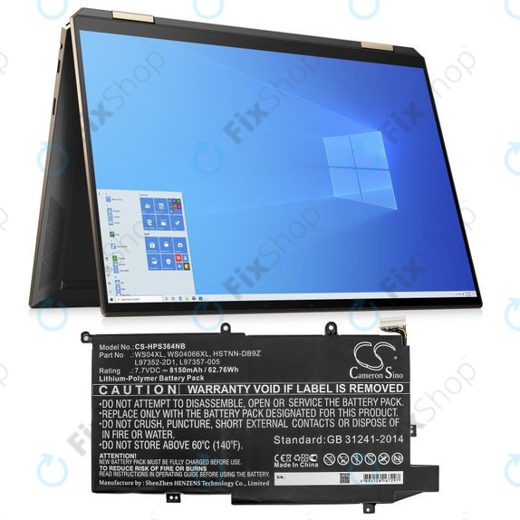 Батерия за HP Spectre X360 14-EA0002NI, X360 14-EA0002NX, 8150mAh, Li-Pol, 7.7V, WS04XL, HQ