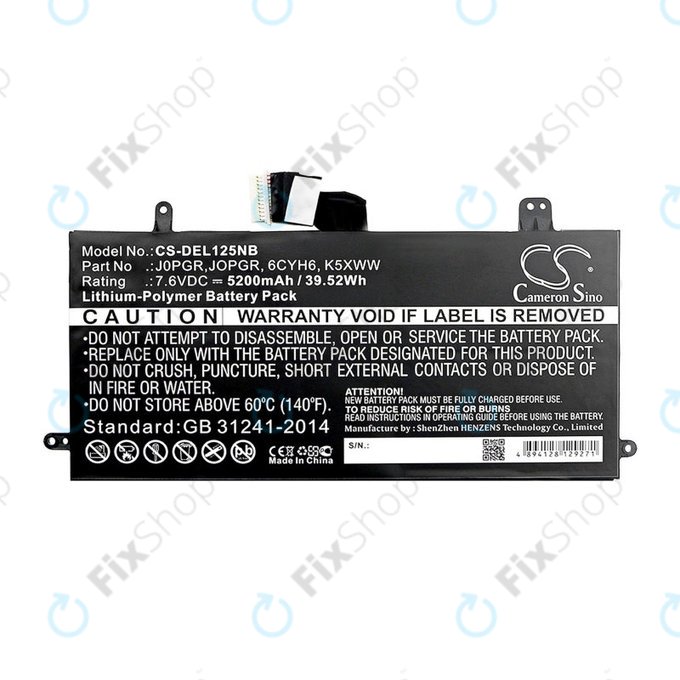 Батерия за Dell Latitude 5290, Latitude 12 5285, 5200mAh, Li-Pol, 7.6V, J0PGR, HQ