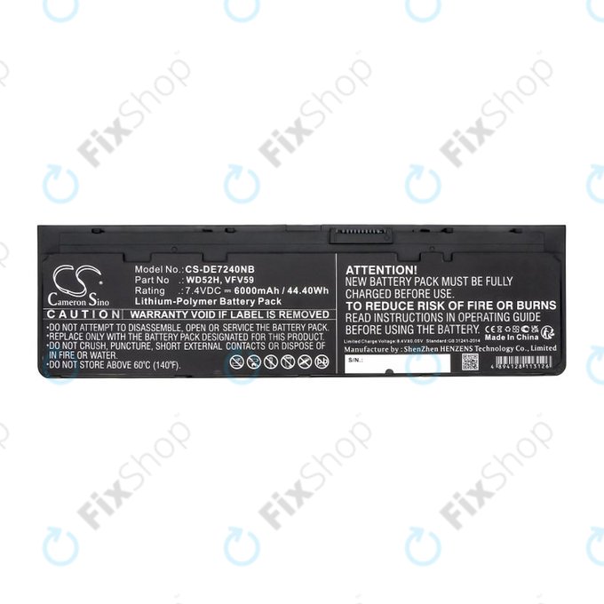 Батерия за Dell Latitude E7240, 7250, 12, 6000mAh, Li-Pol, 7.4V, VFV59, HQ