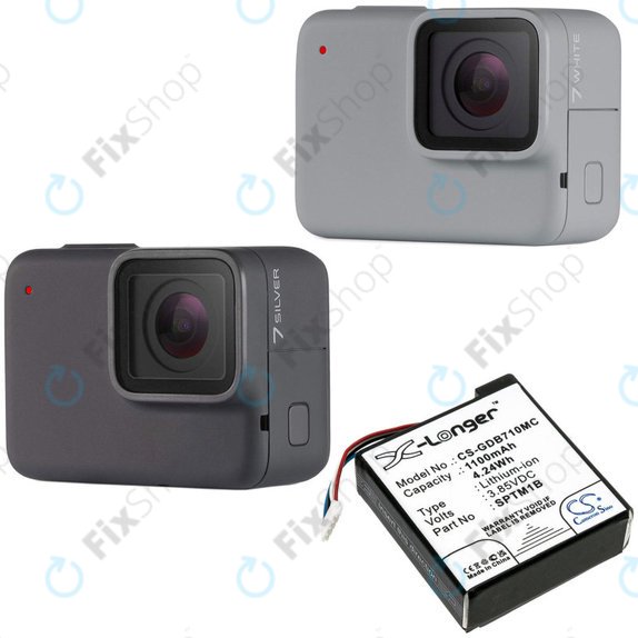 Батерия за Gopro Hero 7 Silver, White, 1100mAh, Li-Ion, 3.85V, SPTM1B, HQ