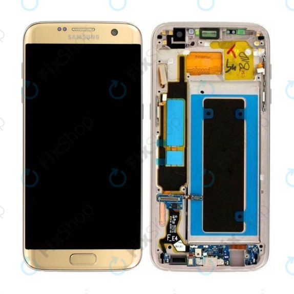 дисплей за Samsung S7 Edge G935F, Тъчскрийн и рамка, Злато, Gold, GH97-18533C, GH97-18594C, GH97-18767C, Genuine Service Pack