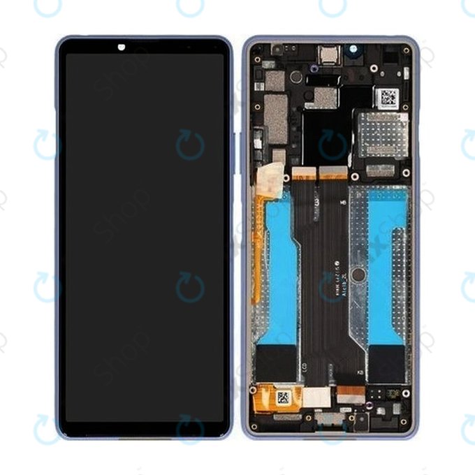 дисплей за Sony Xperia 10 III, Тъчскрийн и рамка, A5034094A, Blue, Genuine Service Pack