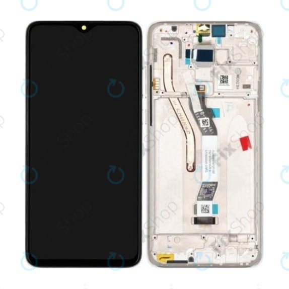 дисплей за Xiaomi Redmi Note 8 Pro, Тъчскрийн и рамка, 56000300G700, Pearl White, Genuine Service Pack