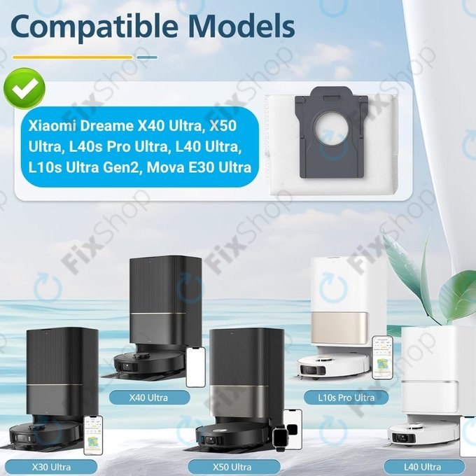 Торбичка за прах, 2 бр. за Xiaomi Dreame X40 Ultra, X50 Ultra, L40s Pro Ultra, L40 Ultra, L10s Ultra Gen2, Mova E30 Ultra, Mova V50 Ultra, P60