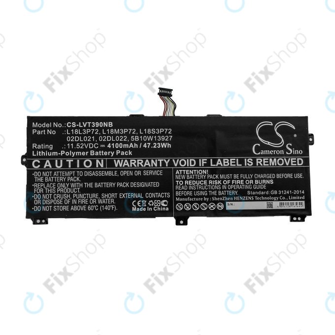 Батерия за Lenovo ThinkPad X390, Yoga X390, 4100mAh, Li-Pol, 11.52V, 02DL021, HQ