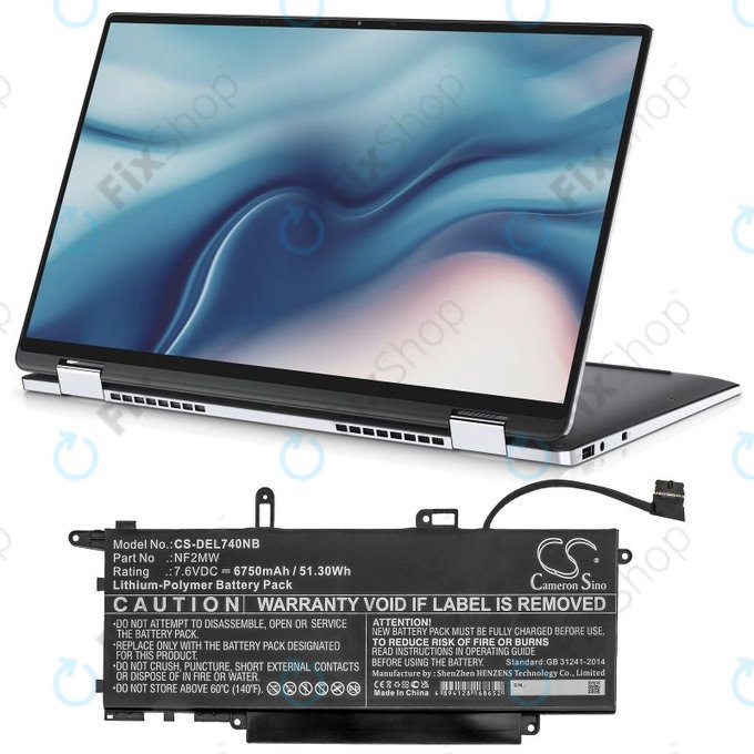 Батерия за Dell Latitude 7310 2-in-1, 7400 2-in-1, 6750mAh, Li-Pol, 7.6V, NF2MW, HQ