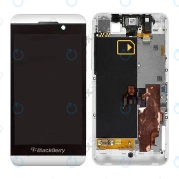 дисплей за Blackberry Z10 3G, Тъчскрийн и рамка, бял, White, TFT