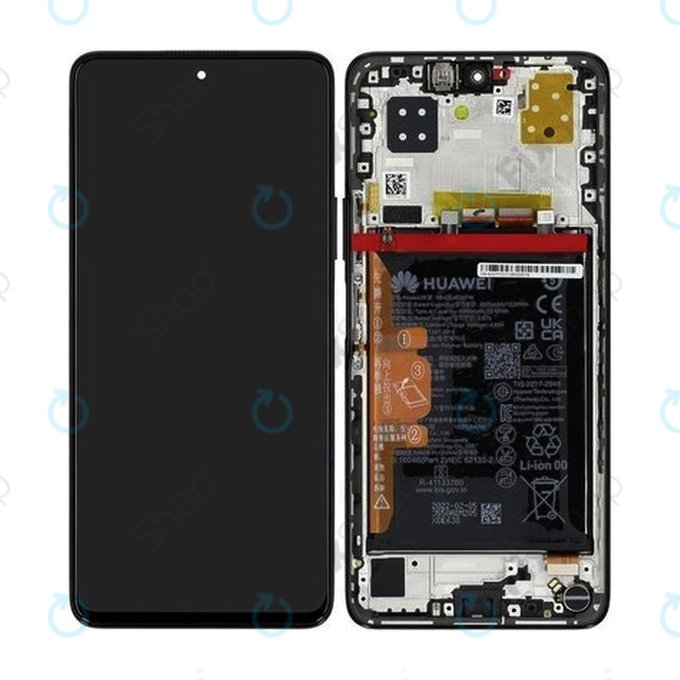 дисплей за Huawei Nova 9 SE JLN-LX1 JLN-LX3, Тъчскрийн и рамка с батерия, 02354UVY, Midnight Black, Genuine Service Pack
