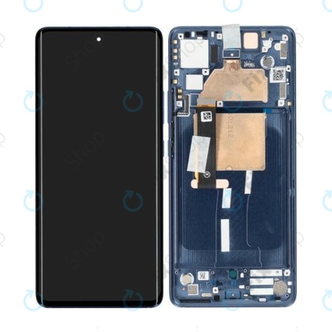 дисплей за Motorola Edge 30 Fusion, Тъчскрийн и рамка, 5D68C21190, Neptune Blue, Genuine Service Pack