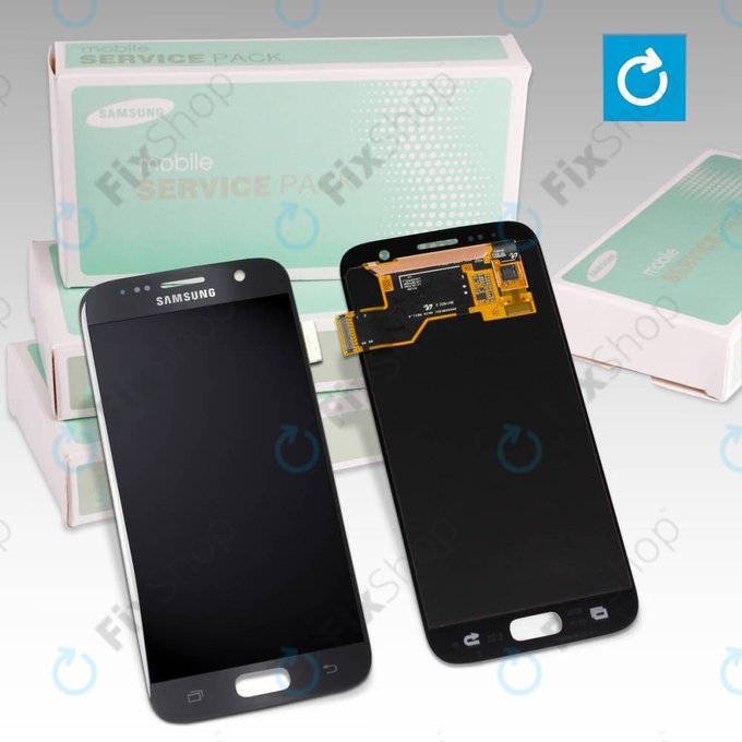 Дисплей за Samsung S7 G930F, Black, Тъчскрийн без рамка, GH97-18523A, GH97-18761A, GH97-18757A Genuine Service Pack
