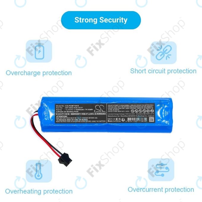 Батерия за Xiaomi EVA, EVE Plus, Viomi S9, Lenovo T1 Pro, Lydsto R1, R1 Pro, S1, S1 Pro, NR18650 M26-4S2P, SUN-INTE-181, H18650CH-4S2P, Li-Ion 14.4V 5200mAh, HQ